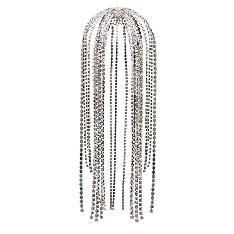  Luxury Jewellery Hair Accessories Full Crystal Rhinestone Diamond Headband Ins Personality Long Tassel Hoop Women