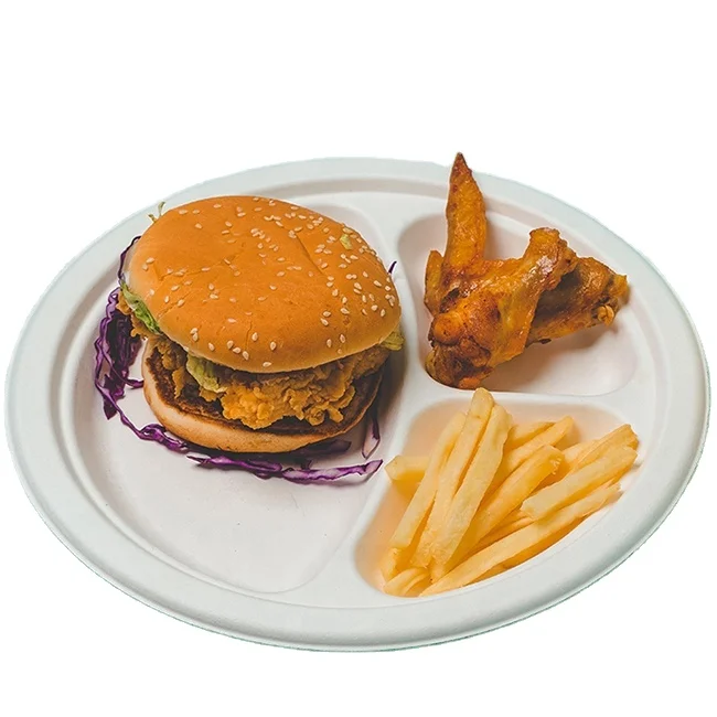 Поставщик одноразовых тарелок и столовых приборов 100% компостируемых 9-дюймовых сверхпрочных багасса