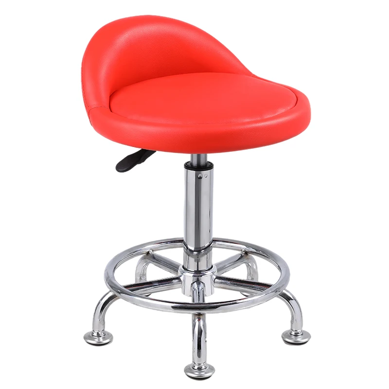 Красный маленький современный кожаный Регулируемый поворотный барный стул с колесами