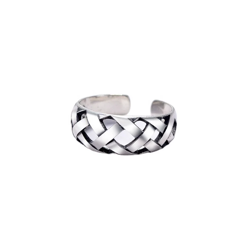Simple design mesh ladies 925 sterling silver ring
