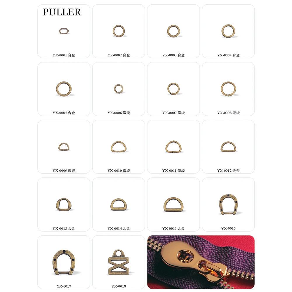 
YUANXING Custom Size #3 #4 #5 #8 # 10 Zinc Alloy Metal Round Pull Ring Zipper Puller For Handbag 