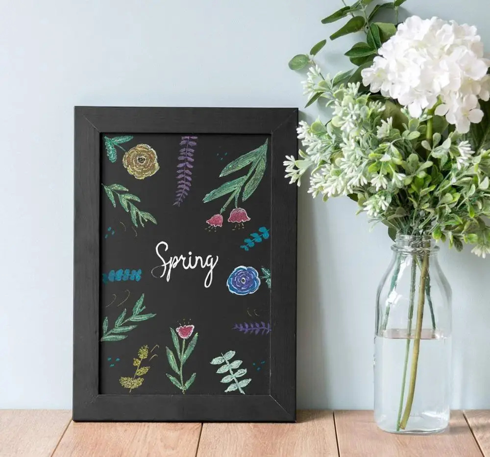 Деревенская деревянная Магнитная кухонная доска с черной рамкой, подвесная меловая доска для декора фермерского дома