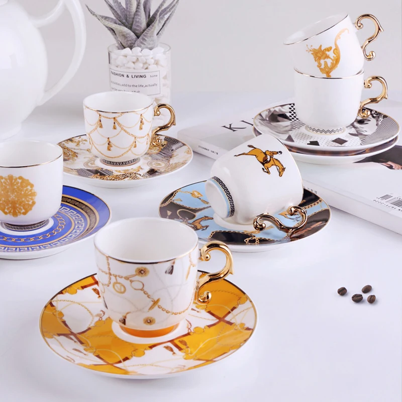 2022 European style New Coffee cup tea cup saucer ceramic coffee cup saucer Coffee Set Tea Set