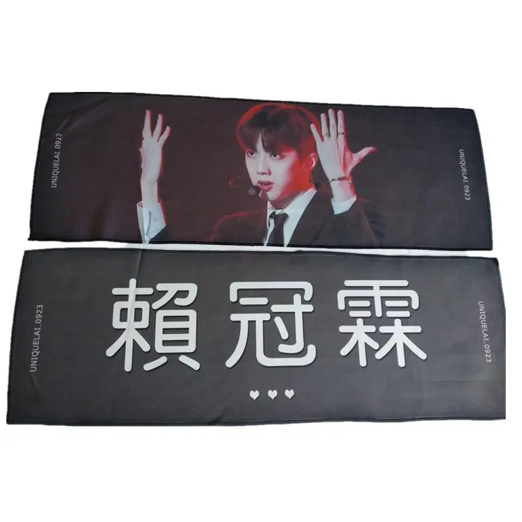 Custom Microfiber kpop Slogan Towel With Glitter Reflective Towel