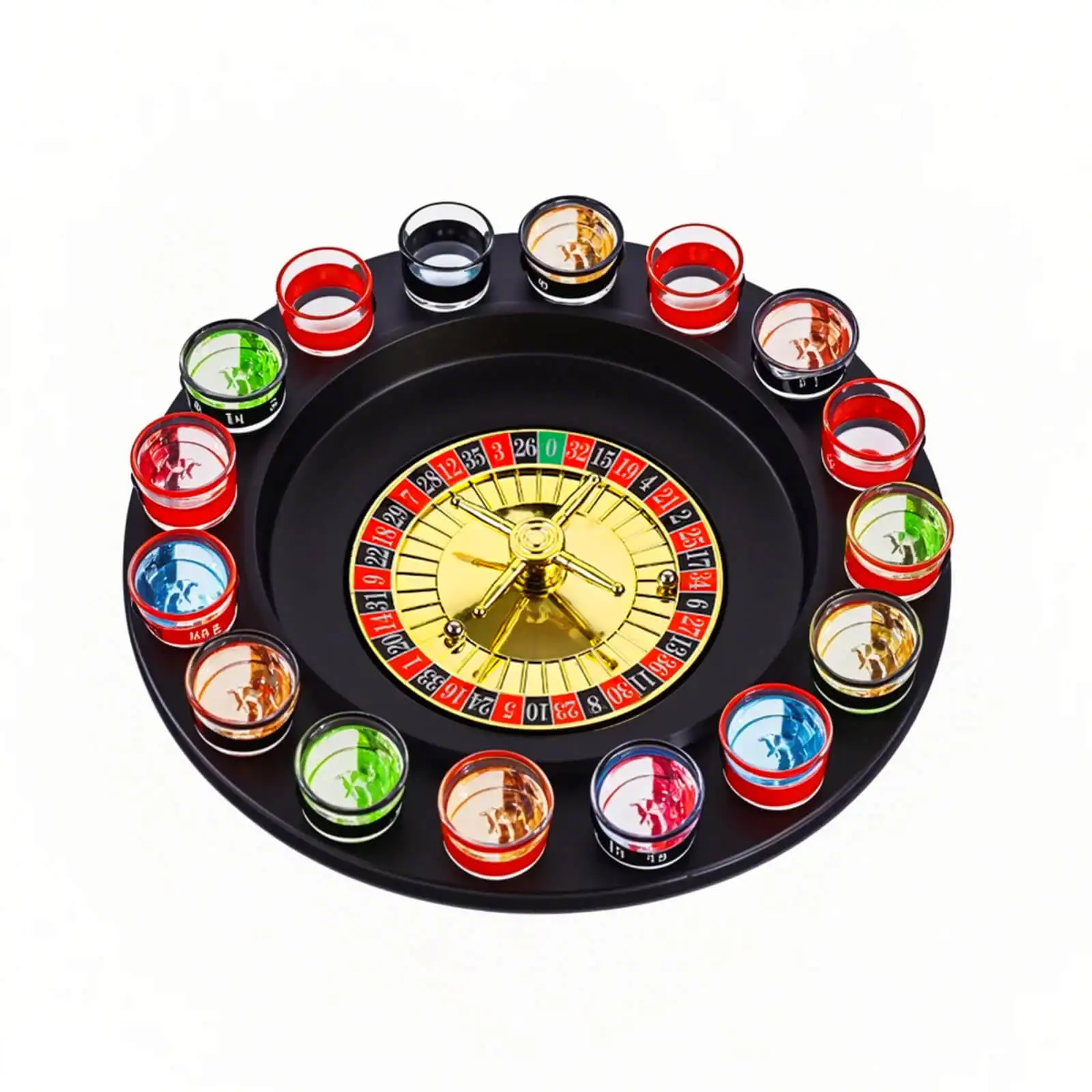 16 PCS Shot Glass Roulette Drinking Game Set - Fun Gambling Drink Game for Adults, Perfect for Parties & Pubs