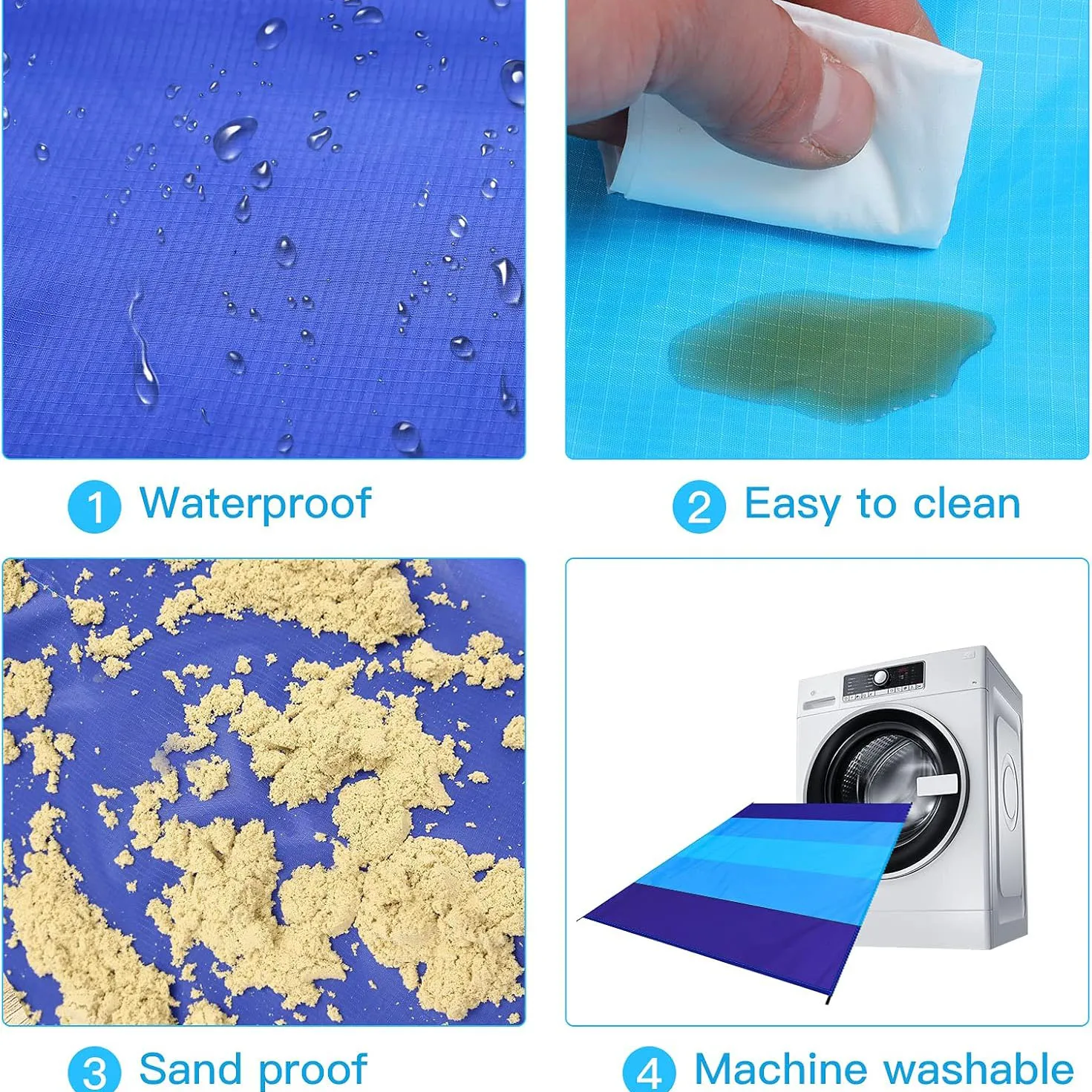 Beach Blanket 4-7 Adults Oversized Lightweight Waterproof Sand proof Large Picnic Mat for Travel Camping Hiking