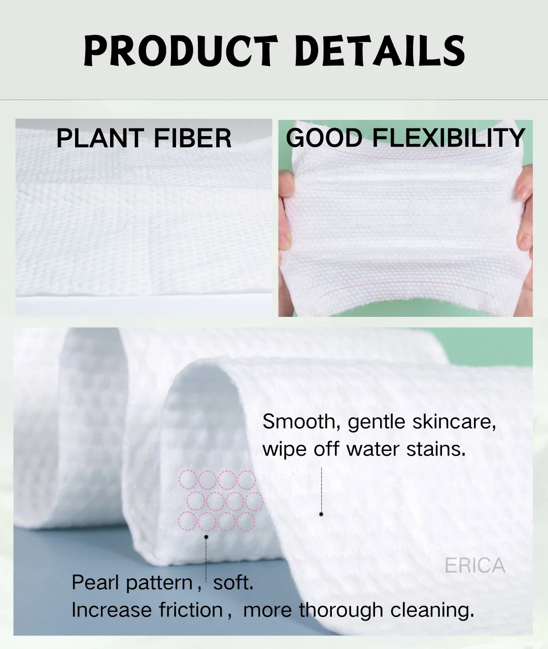 Soft Comfortable Eco-friendly Biodegradable Cotton Hand and Facial Wash, Dry Face Wipes Cleaning Towels Disposable Facial Towels