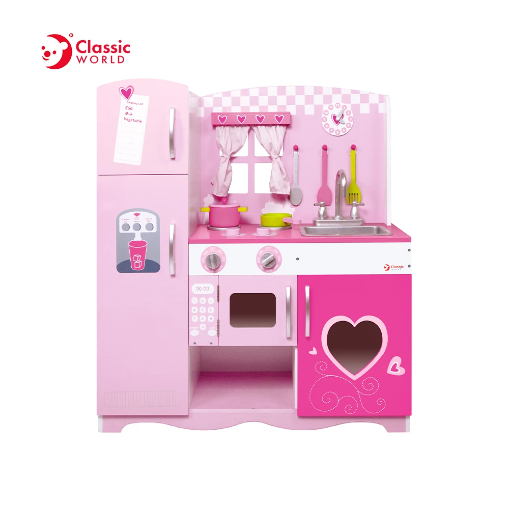 Kids Role Play Wooden Pink Kitchen Wooden Toys for Girls