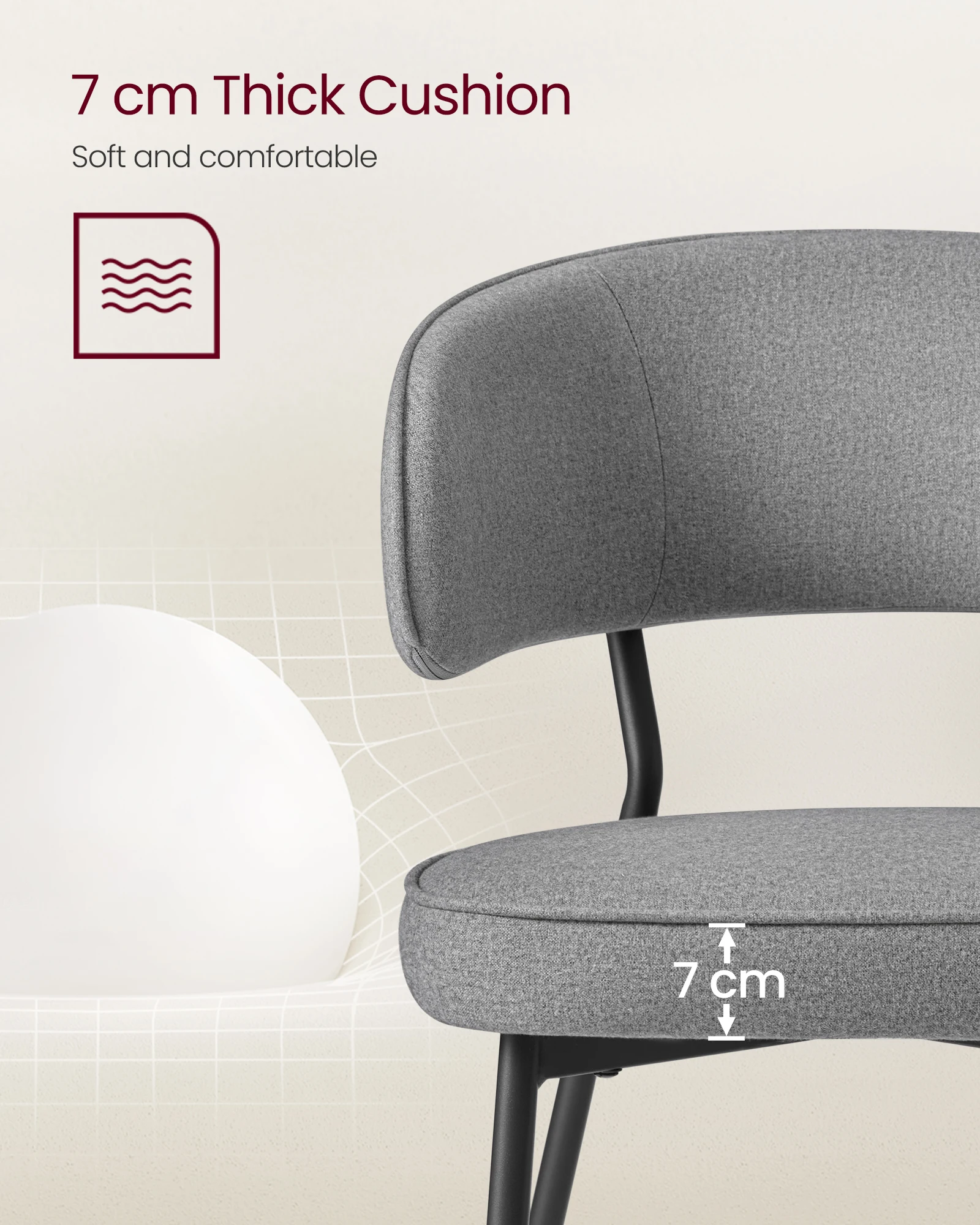 VASAGLE New Modern Dining Room Upholstered Fabric Hollow Back Dining Chair