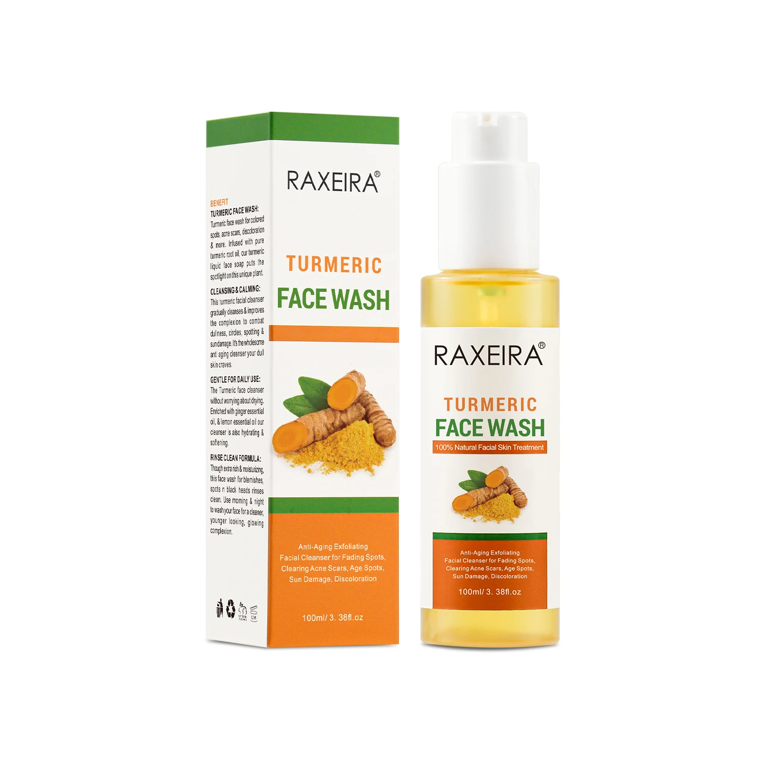 New Skincare Facial Cleanser Moisturizing Exfoliating Dark Spot Removal Turmeric Face Wash Brightening Facial Cleanser