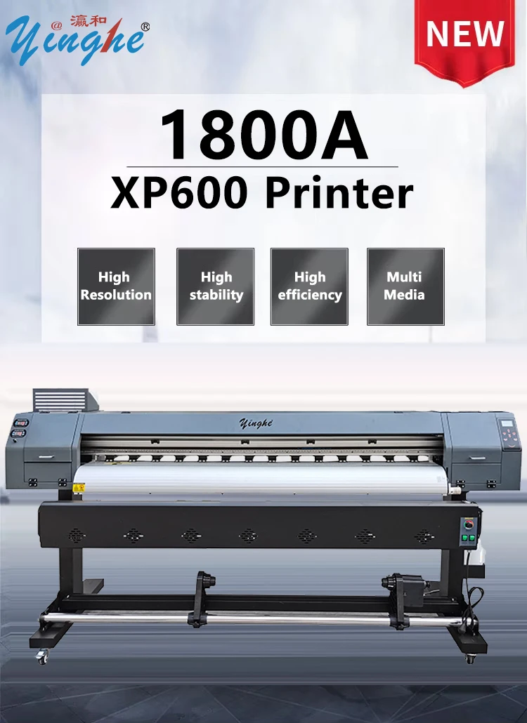 YH High Quality Large Format Printer 1800A Large Format Sublimation Flex Printing Machine XP600 Print Banner Sticker Tarpaulin