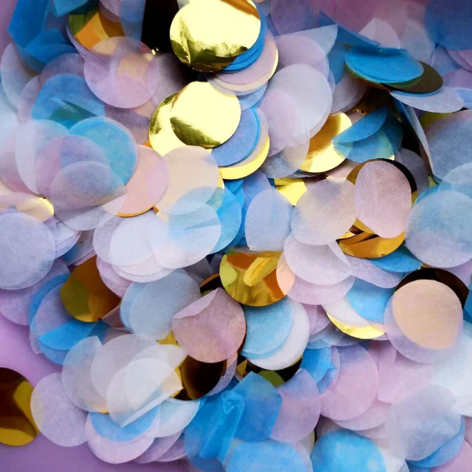 Confetti Paper 1 cm size pink blue colorful bulk Packed Round Tissue 10 g per bag for party