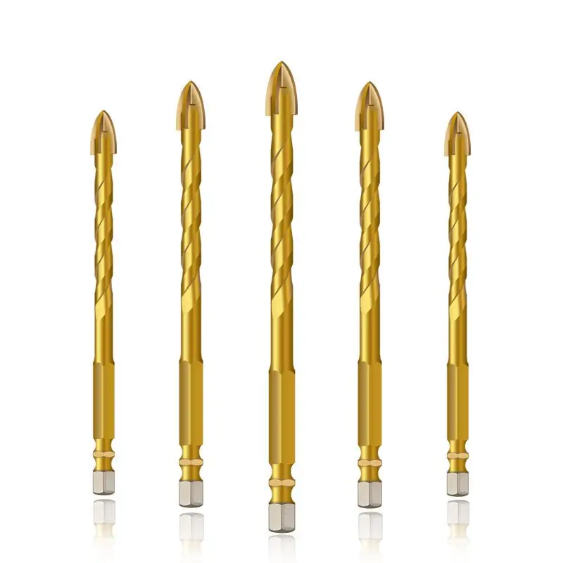 Black Gold Shank Cross Tile and Glass Hole Drill Bits Marble Tile Glass Drill Bit