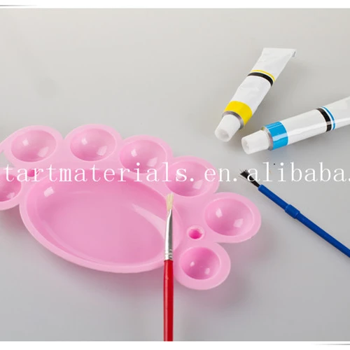 Оптовая продажа, дешевые пластиковые краски палитры художника с 7 вырезом для большого пальца для рисования акварелью