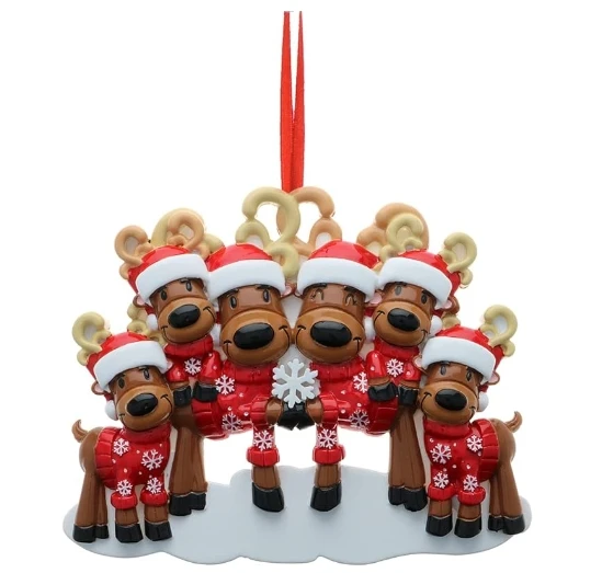 Resin personalization 2024 6 reindeer Christmas decoration gift