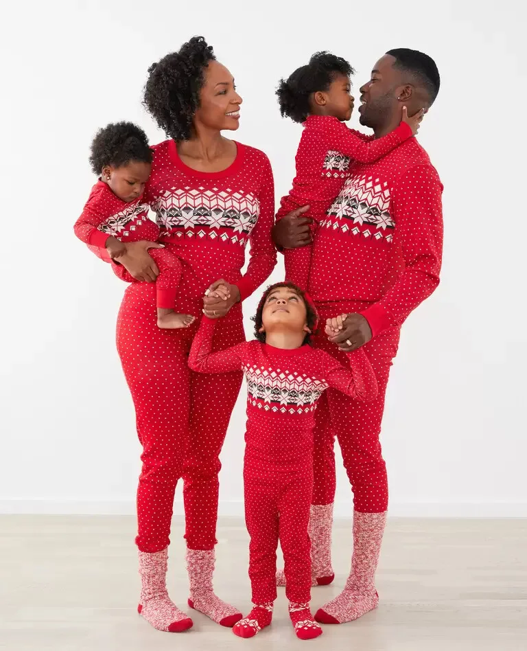 Wholesale Christmas Pjs Family 2021 New Arrivals Winter Dot Print Plus Size Long Sleeve Matching Christmas Pajamas For Family
