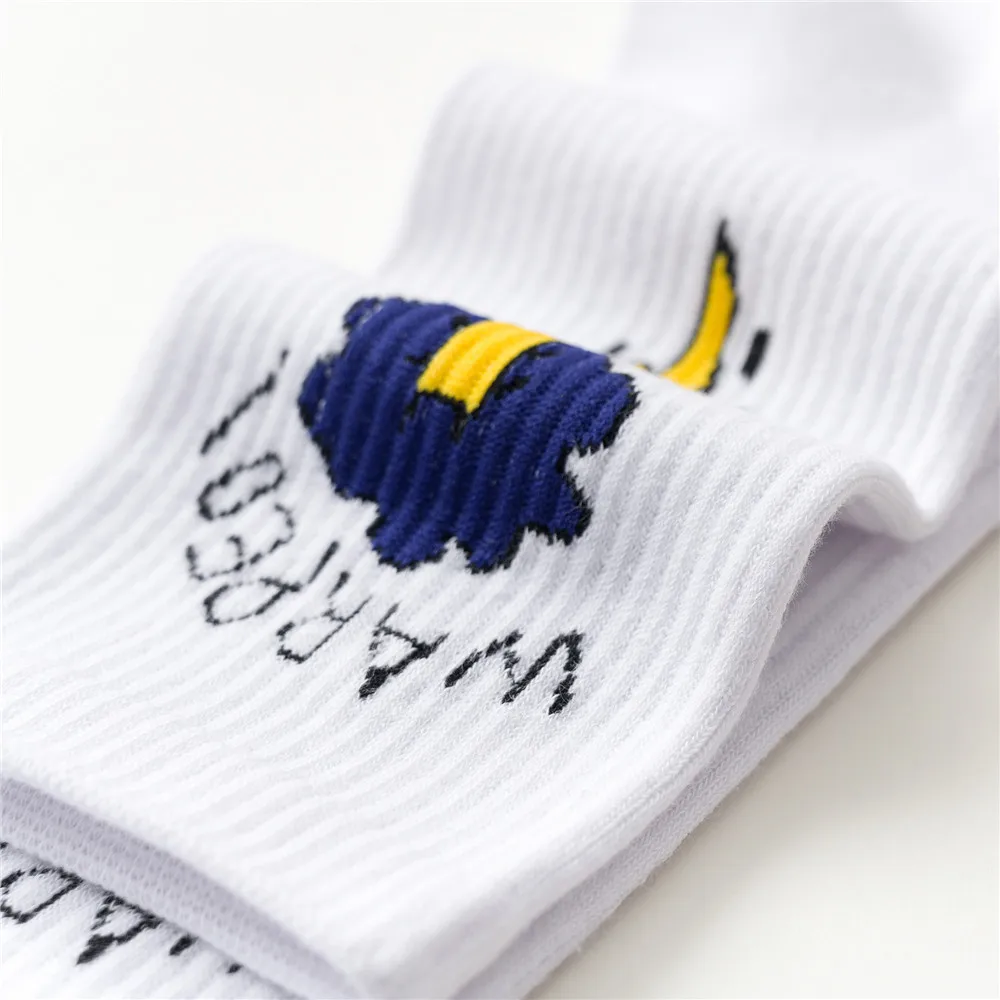 Ins Style Women Men Cotton Socks Hip-hop Female Sports Socks Cactus Banana Street Style Skateboard Crew Socks