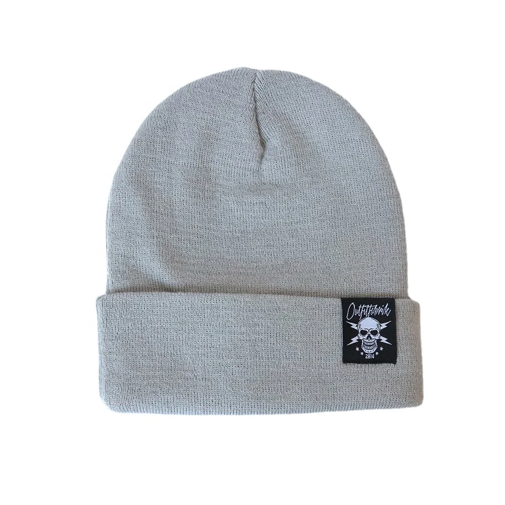 China Factory Price Hot Sale Custom Solid Color Knitted Beanie Hats Red 3D Embroidery  Private Label Winter Wool Caps Hats