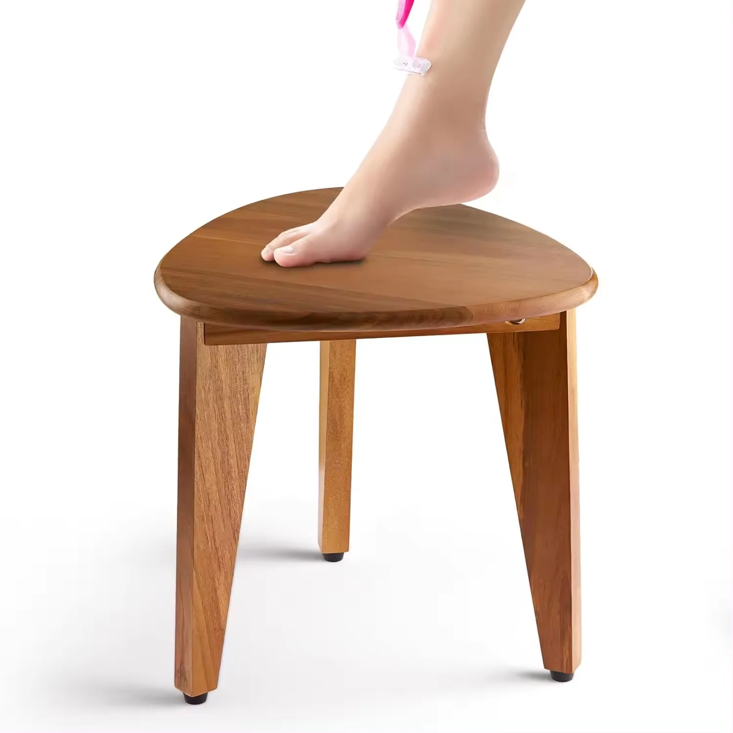 Contemporary Acacia Corner Shower Stool Small Space Bathroom Furniture for inside Shower Use