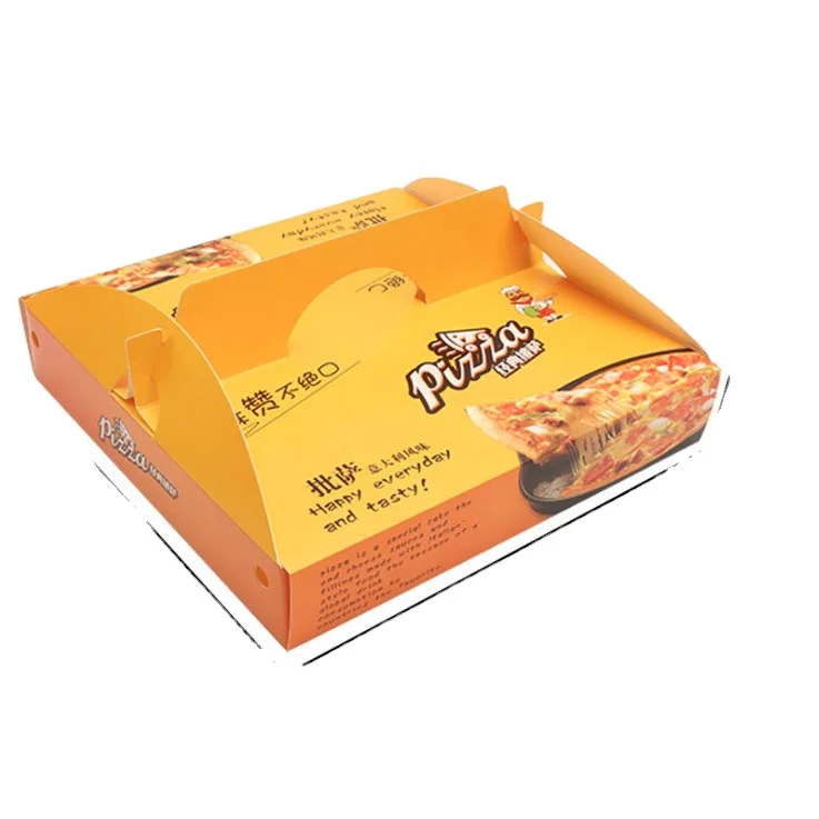Custom Logo Kraft Paper Corrugated Paper Pizza Box With Handle