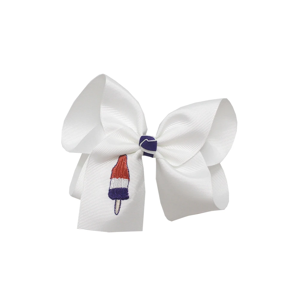 Customizable embroidery  hair bows back to school hair clips flower hair bows  for kids
