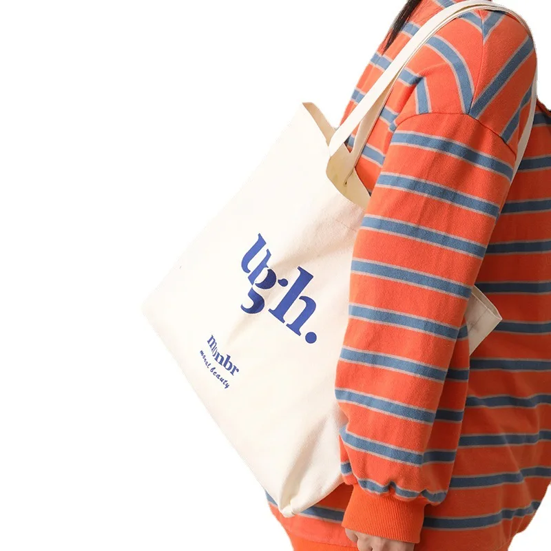 New trend style design your own logo canvas bag whole sale shopping bags with reusable material