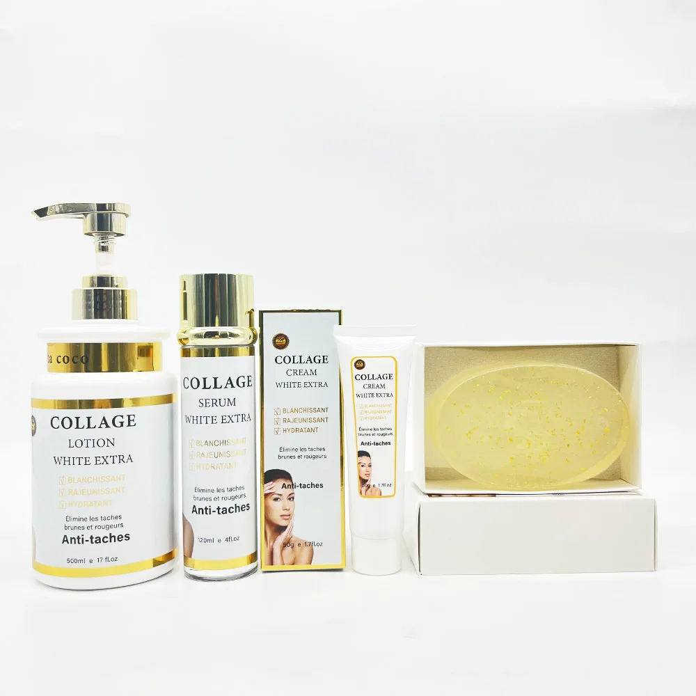High Quality Low MOQ Collagen Fast Action Whitening Anti Taches Set Remove Stretch Mark Beauty Skin Care Set