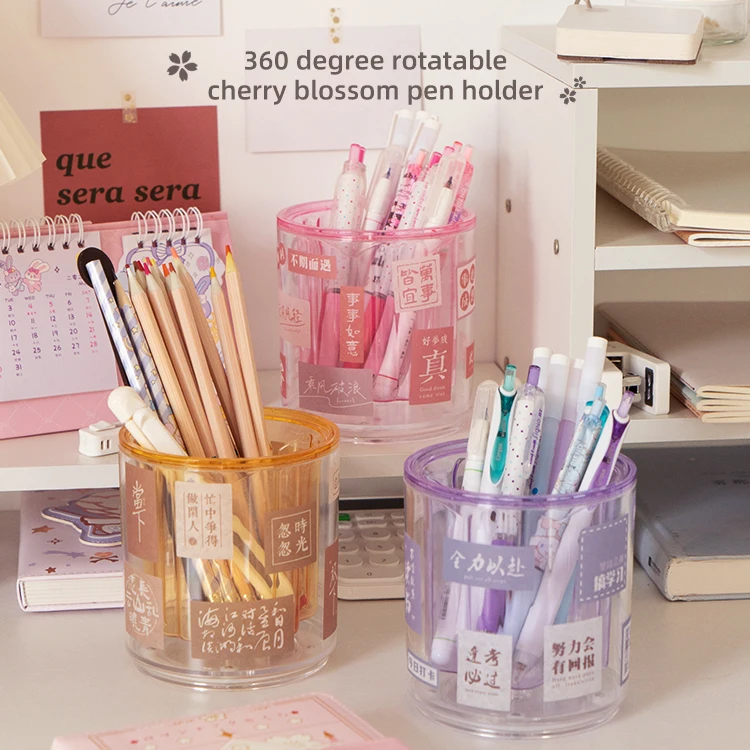 2023 New Product Multifunctional 360 degree Rotary Pen Holder Office Storage Case Brush Pencil Case Pen Stand Stationery