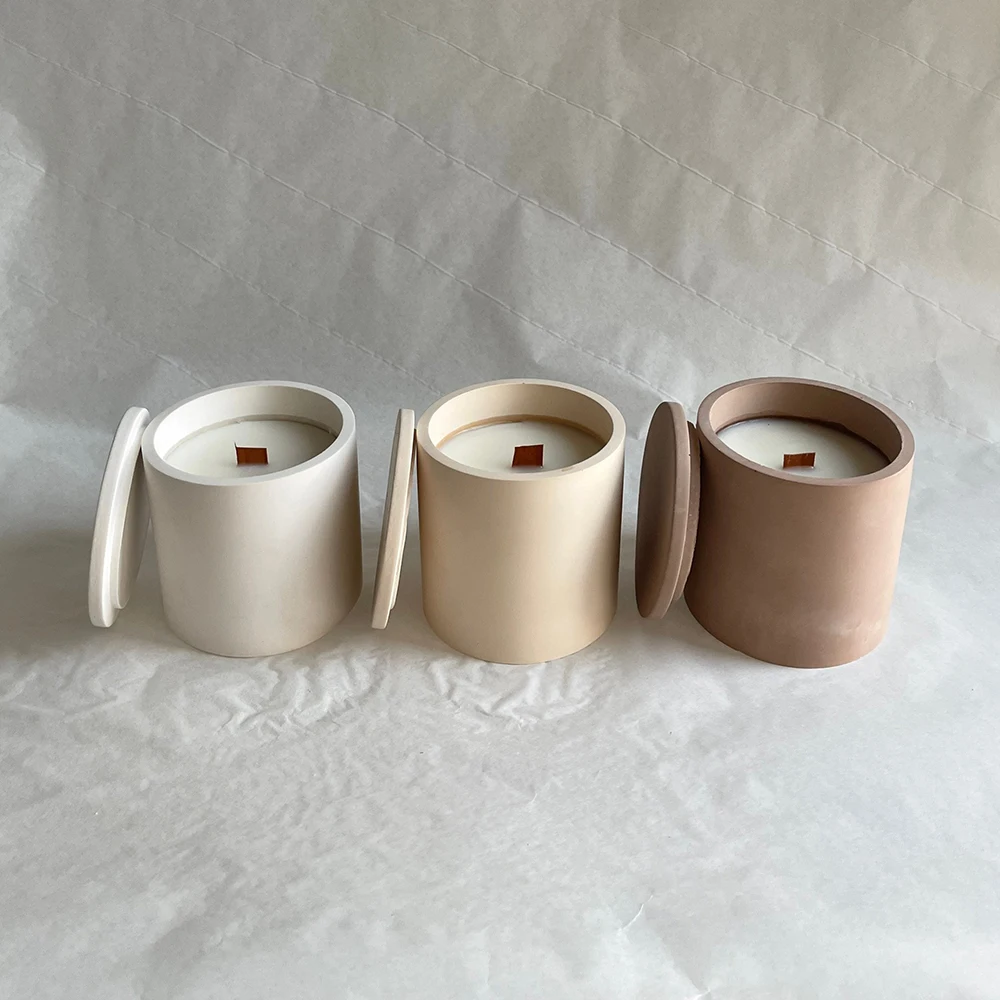 Lidded Candle Vessel Candle Jar Round Bottom Ceramic Traditional Ceramic Nordic 8oz Home Decoration OEM Easter Cylinder 300ml