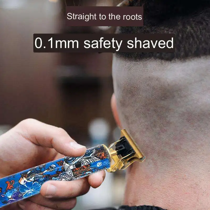 Pearlmax USB Cordless Haircut Grooming Hair Cutting Trimmer Skull Printing Men Electric Hair Clipper