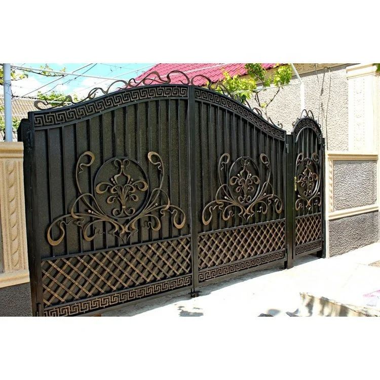 Регулируемые оцинкованные трубы для сада современные домашние раздвижные дизайнерские ворота с лазерной резкой дома в квадратных трубах