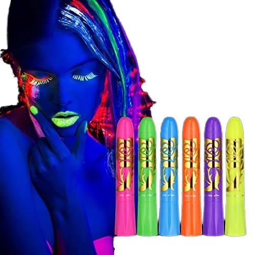 Wholesale Rainbow Glitter Glow-in-Dark UV Face and Body Paint Stick for Halloween Makeup Neon Neon Crayon