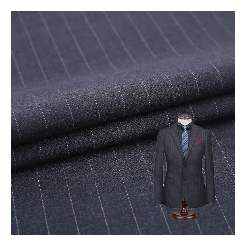 Custom TRSP 190gsm lightweight plain dye woven stripe pattern cheap stripe women suit material fabric turkey for men