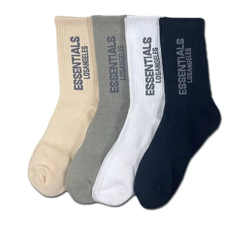 Top quality custom logo wholesale cotton sweat socks boy fashion running crew FG 1977 socks ESSENTIALS socks for men