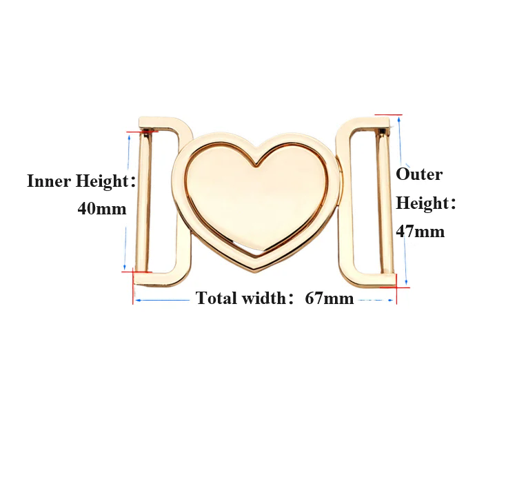 Factory Wholesale New Attractive Metal Interlock Heart Shape Belt Buckle Front Closure For Clothing Accessories Metal Buckle