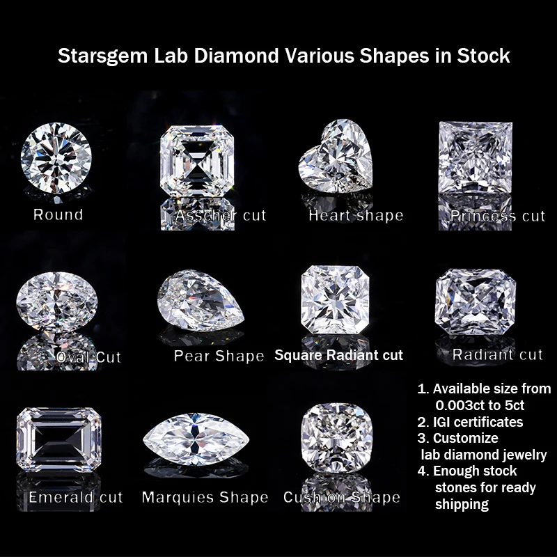 0.5ct Starsgem lab diamond company vvs lab grown diamonds cvd hpht 0.5 carat loose vs lab grown diamond stones