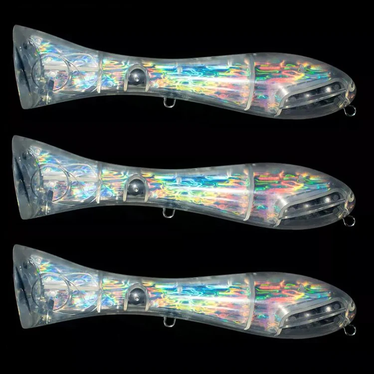 Hot Selling Large Open-Ended Mouth Unpainted Popper 20CM 101G Topwater Hologram Inside Fishing Lure Bait Popper Lures Blanks