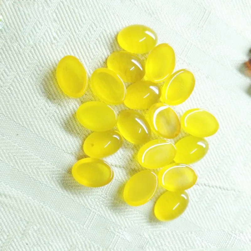Gemstone Cabochon yellow agate chalcedony oval flat cabochon for jewelry making
