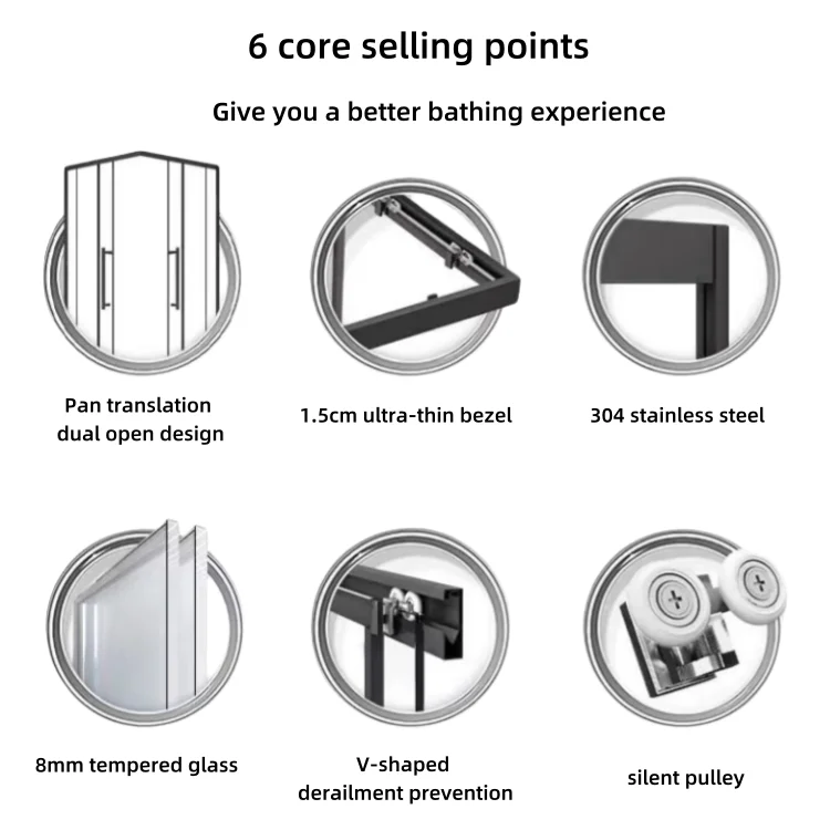 Hot Sale Modern Style Frameless Shower Door China FERS 10mm Thick Tempered Glass Waterproof Extremely Narrow Bathroom Glass Door