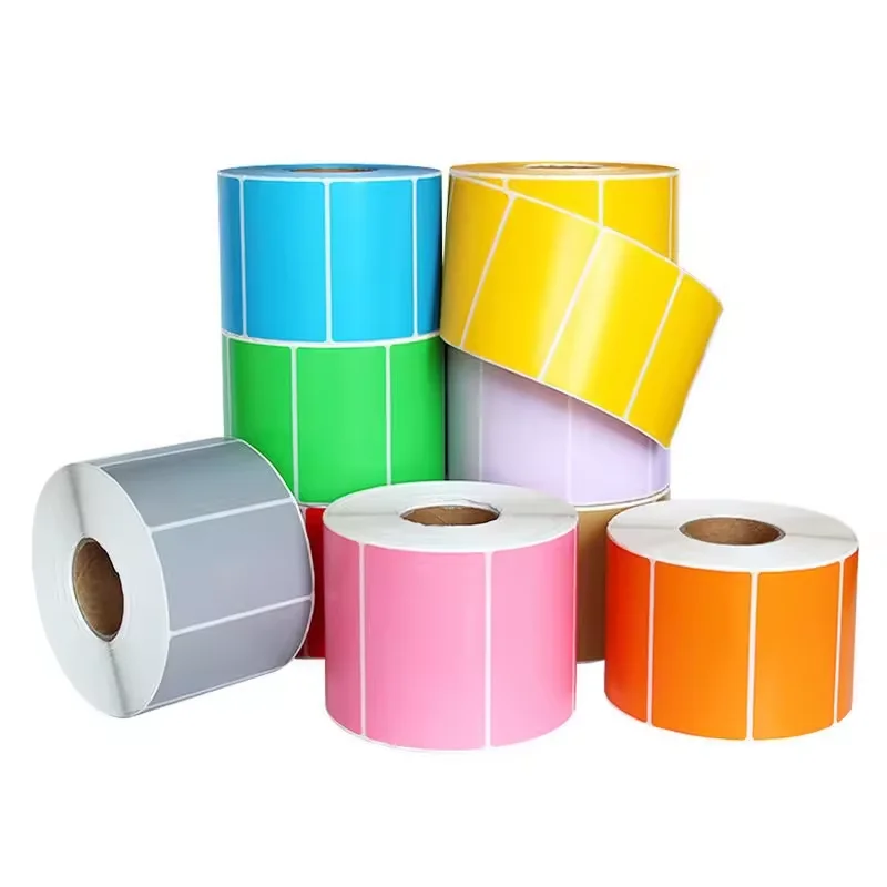High Quality Custom Self Adhesive Colored Circle Direct Thermal Sticker Vinyl Paper 140g 70g Custom Roll Label Sticker