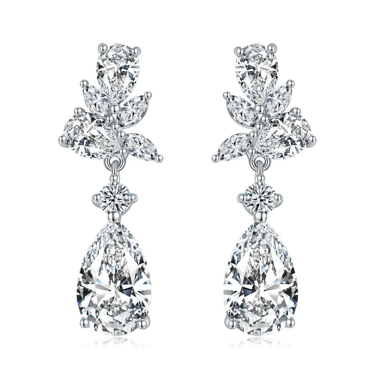 Fashion Trend 2024 Diamond Tester Pass 3CT Moissanite Earrings Women Silver 925 Moissanite Pear Drop Earrings
