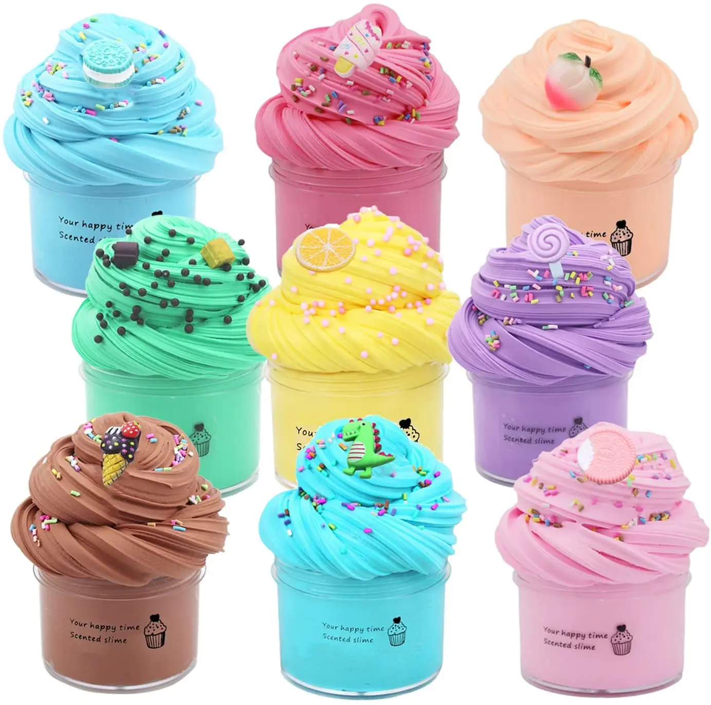 6 Pack 9 Pack Butter Fluffy Slime Set Food Cotton Candy Cloud Slime Kit With Slime Charms