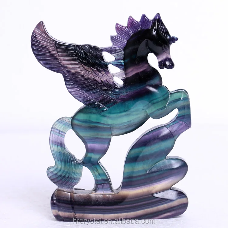 
High Quality Natural Crystal Carved Rainbow Fluorite Pegasus wholesale For Gift 