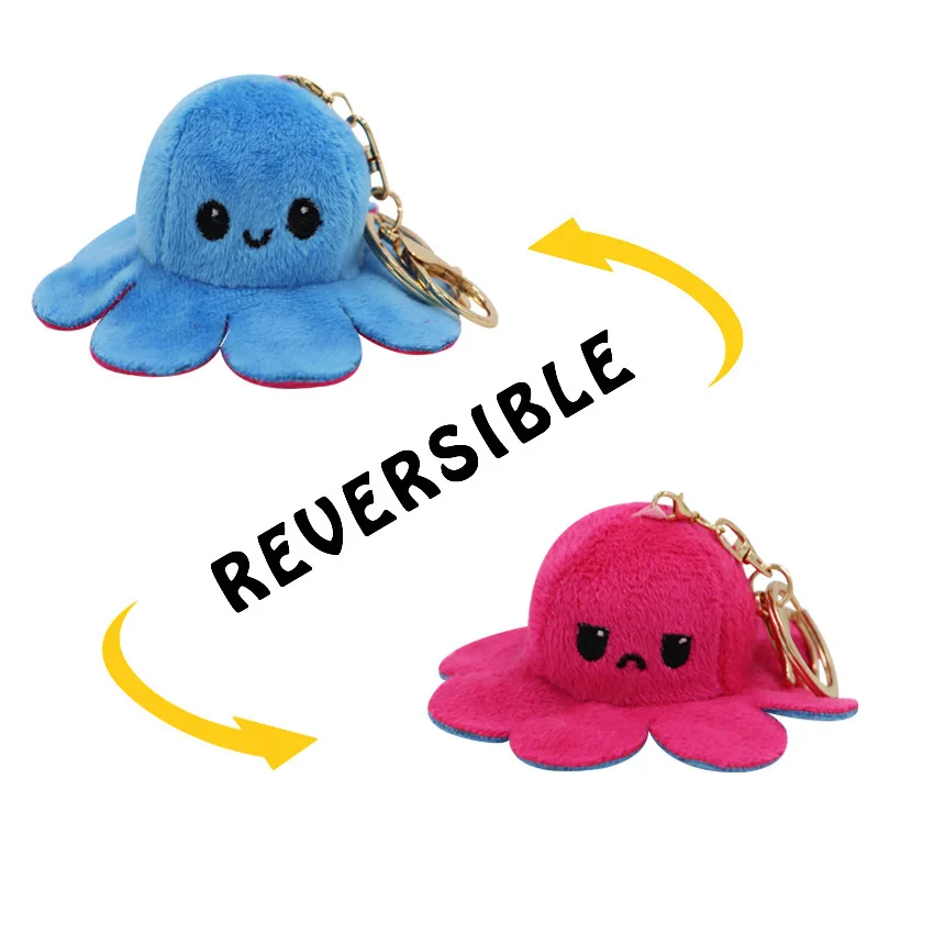 Custom mini reversible plush toy 8-10cm soft toy reversible octopus plushie claw machine toys