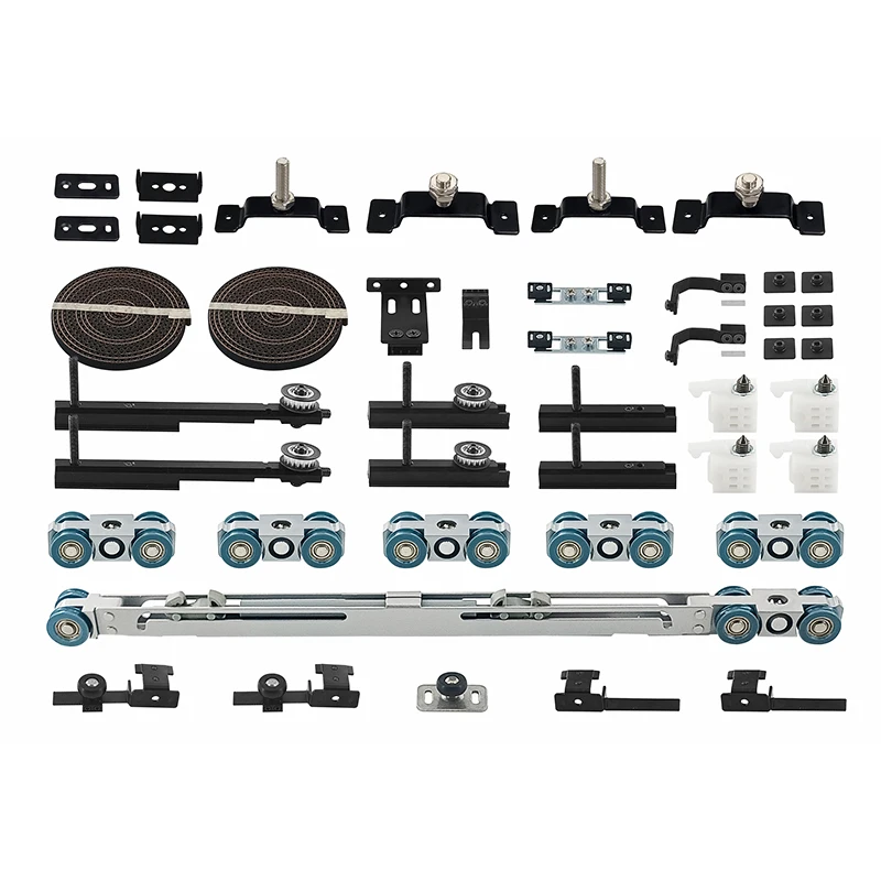 3+1 doors synchronized symmetrical aluminum frame glass sliding roller system