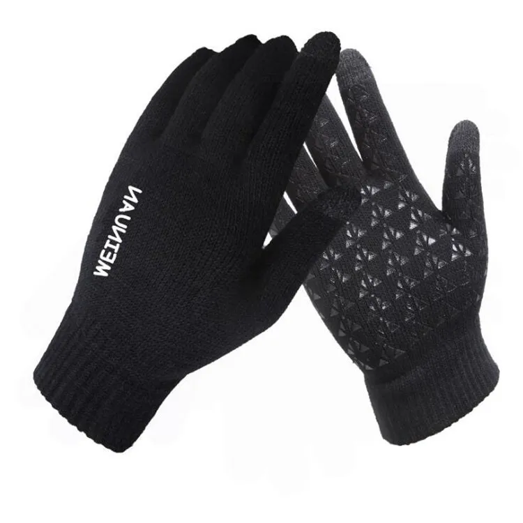 Плотные вязаные перчатки для экрана мобильного телефона Осень Зима теплые шерстяные кашемировые однотонные перчатки женские мужские перчатки (62317380673)