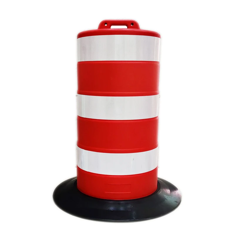 Roadside Construction Warning Reflective Tape Plastic Rubber Base Traffic Barrel Drum