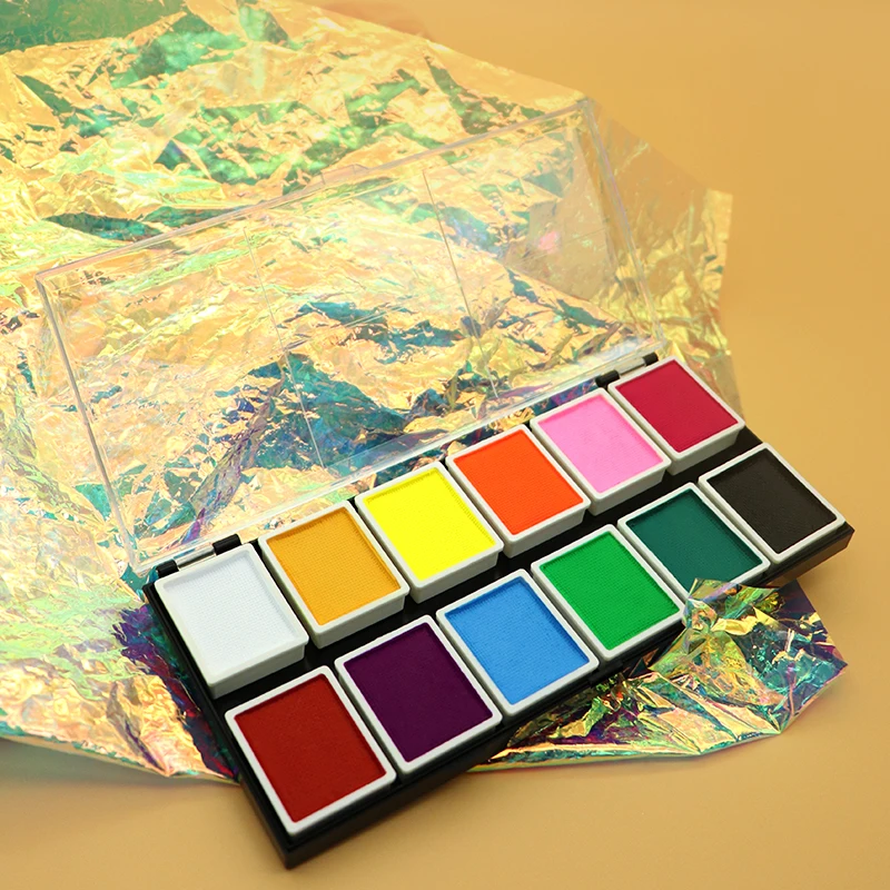 Private logo cosmetic Makeup face paint palette 12-color uv neon fluorescent Face Body Paint Palette For children