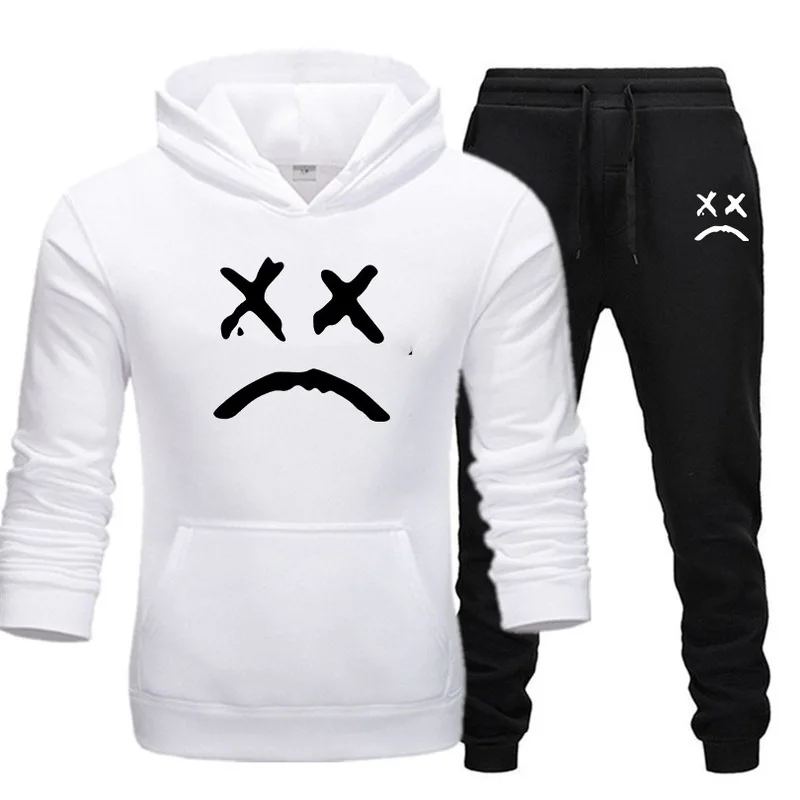 Custom logo two piece set Men High Quality Cotton Pullover Hoodie & Joggers Set Tracksuit for Men