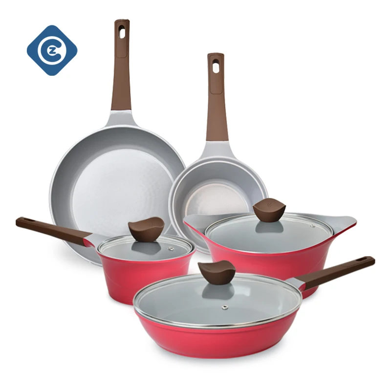 High Quality Metal Casting Aluminum Cookware Casserole Pot and Pan Set With Lid